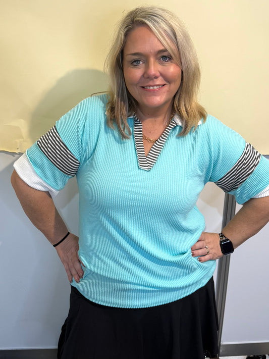 Heimish- Stripped Top with Collar