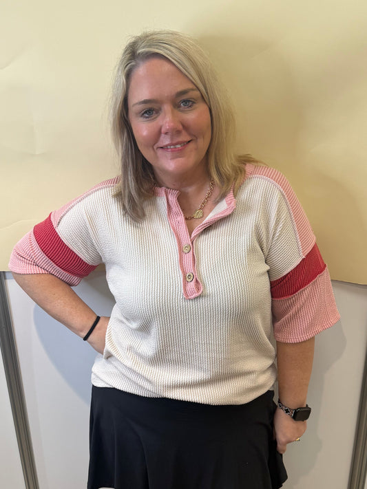 Heimish-Pink Patch Top