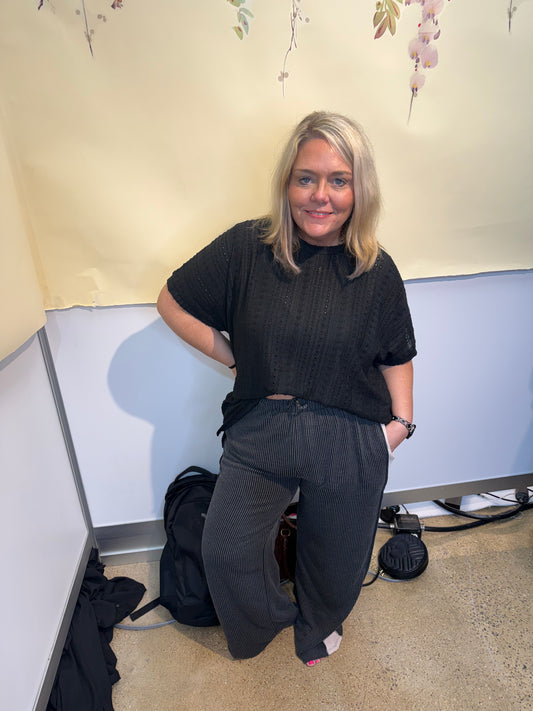 Heimish- Black Eyelet Top